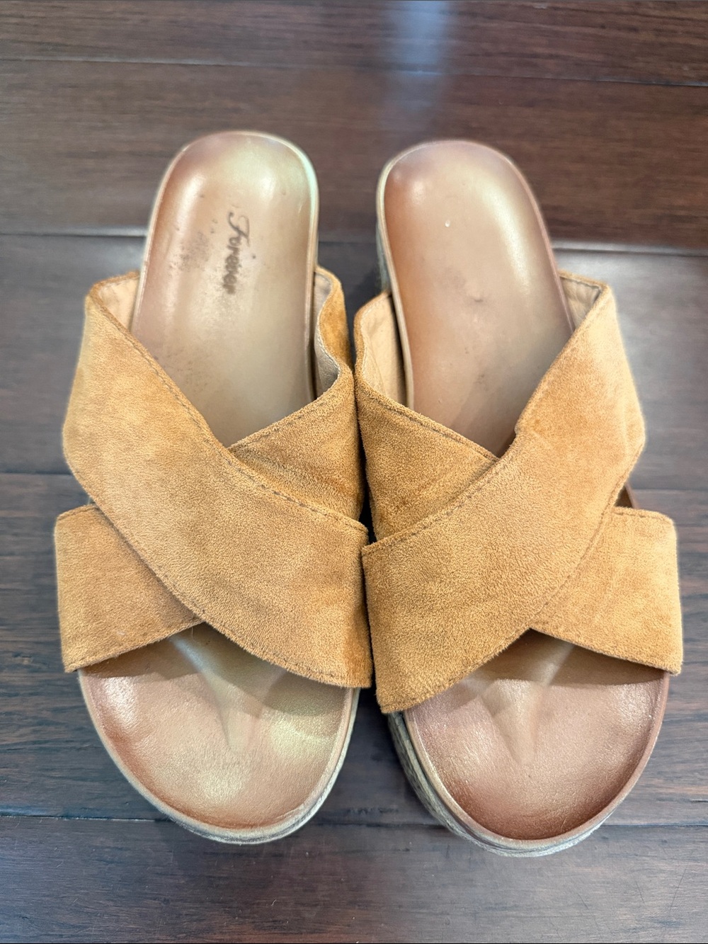 Source Unknown Suede Crossover Slide Sandals - Brown